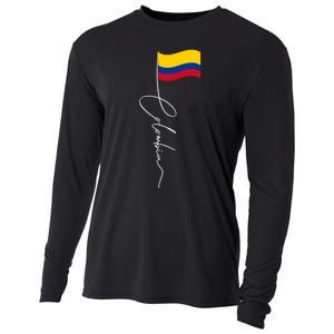 Colombia Signature Flag Pole Patriotic Colombian Flag Cooling Performance Long Sleeve Crew