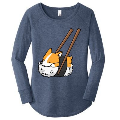 Corgi Sushi Funny Dog Gift Women's Perfect Tri Tunic Long Sleeve Shirt