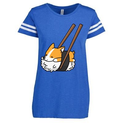 Corgi Sushi Funny Dog Gift Enza Ladies Jersey Football T-Shirt