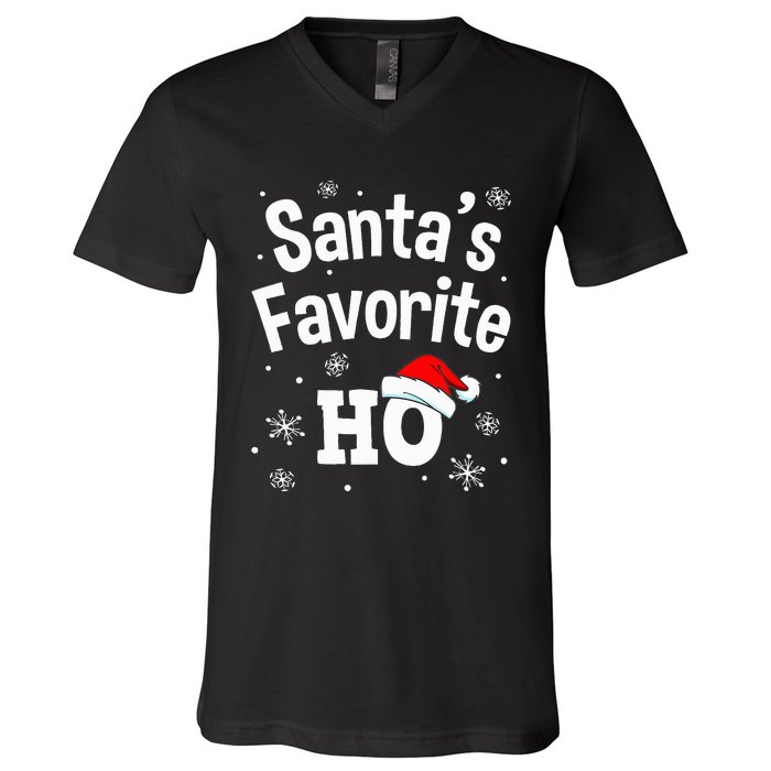 Christmas Santas Favorite Ho Adult Naughty Pajama V-Neck T-Shirt