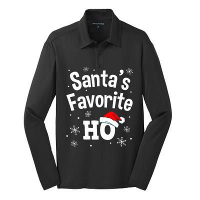 Christmas Santas Favorite Ho Adult Naughty Pajama Silk Touch Performance Long Sleeve Polo