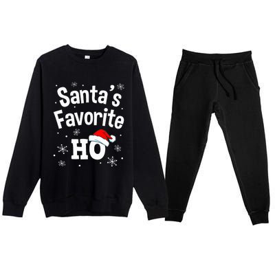 Christmas Santas Favorite Ho Adult Naughty Pajama Premium Crewneck Sweatsuit Set