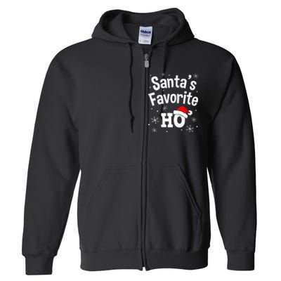 Christmas Santas Favorite Ho Adult Naughty Pajama Full Zip Hoodie