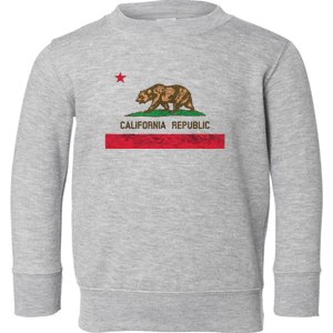 California State Flag Grizzly Bear Cali Distressed Style Toddler Sweatshirt