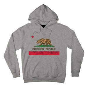 California State Flag Grizzly Bear Cali Distressed Style Tall Hoodie