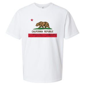 California State Flag Grizzly Bear Cali Distressed Style Sueded Cloud Jersey T-Shirt