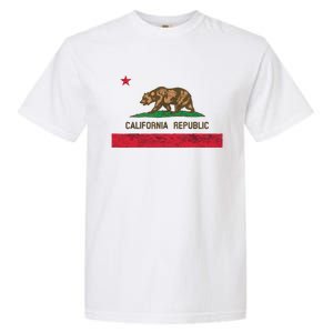 California State Flag Grizzly Bear Cali Distressed Style Garment-Dyed Heavyweight T-Shirt