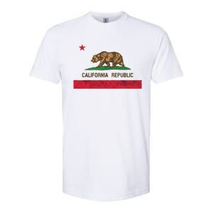 California State Flag Grizzly Bear Cali Distressed Style Softstyle CVC T-Shirt