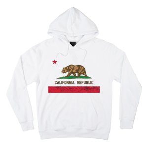 California State Flag Grizzly Bear Cali Distressed Style Hoodie