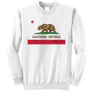 California State Flag Grizzly Bear Cali Distressed Style Sweatshirt