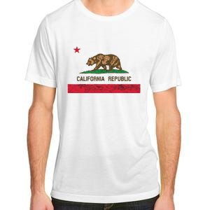 California State Flag Grizzly Bear Cali Distressed Style Adult ChromaSoft Performance T-Shirt