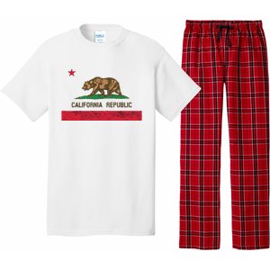 California State Flag Grizzly Bear Cali Distressed Style Pajama Set