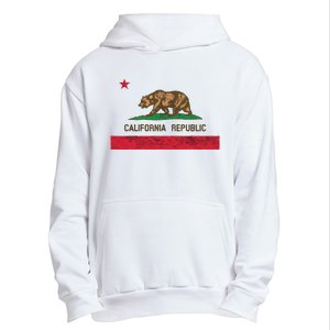 California State Flag Grizzly Bear Cali Distressed Style Urban Pullover Hoodie