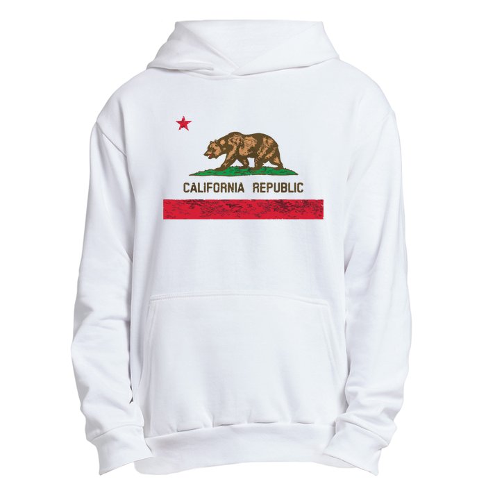 California State Flag Grizzly Bear Cali Distressed Style Urban Pullover Hoodie