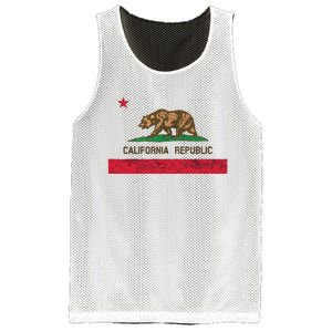 California State Flag Grizzly Bear Cali Distressed Style Mesh Reversible Basketball Jersey Tank