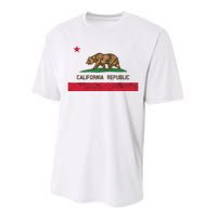 California State Flag Grizzly Bear Cali Distressed Style Performance Sprint T-Shirt