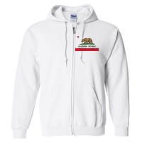 California State Flag Grizzly Bear Cali Distressed Style Full Zip Hoodie