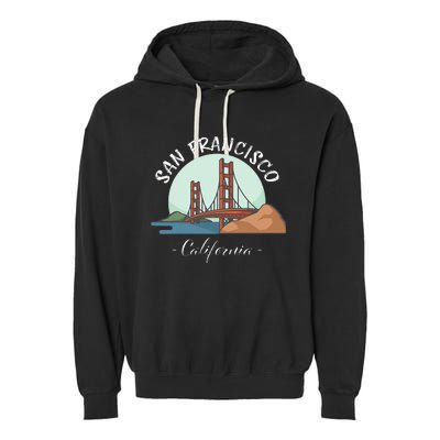 California San Francisco Gift Golden Gate Bridge Souvenir Garment-Dyed Fleece Hoodie