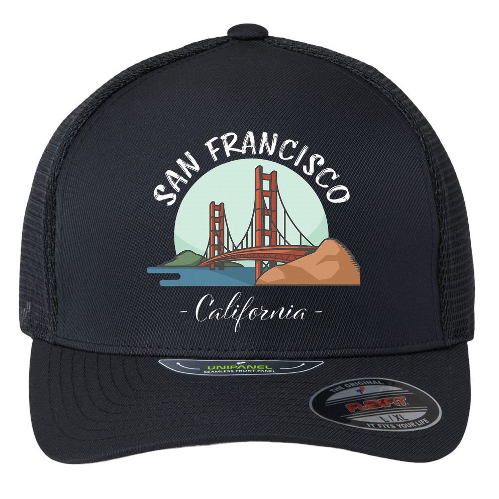 California San Francisco Gift Golden Gate Bridge Souvenir Flexfit Unipanel Trucker Cap