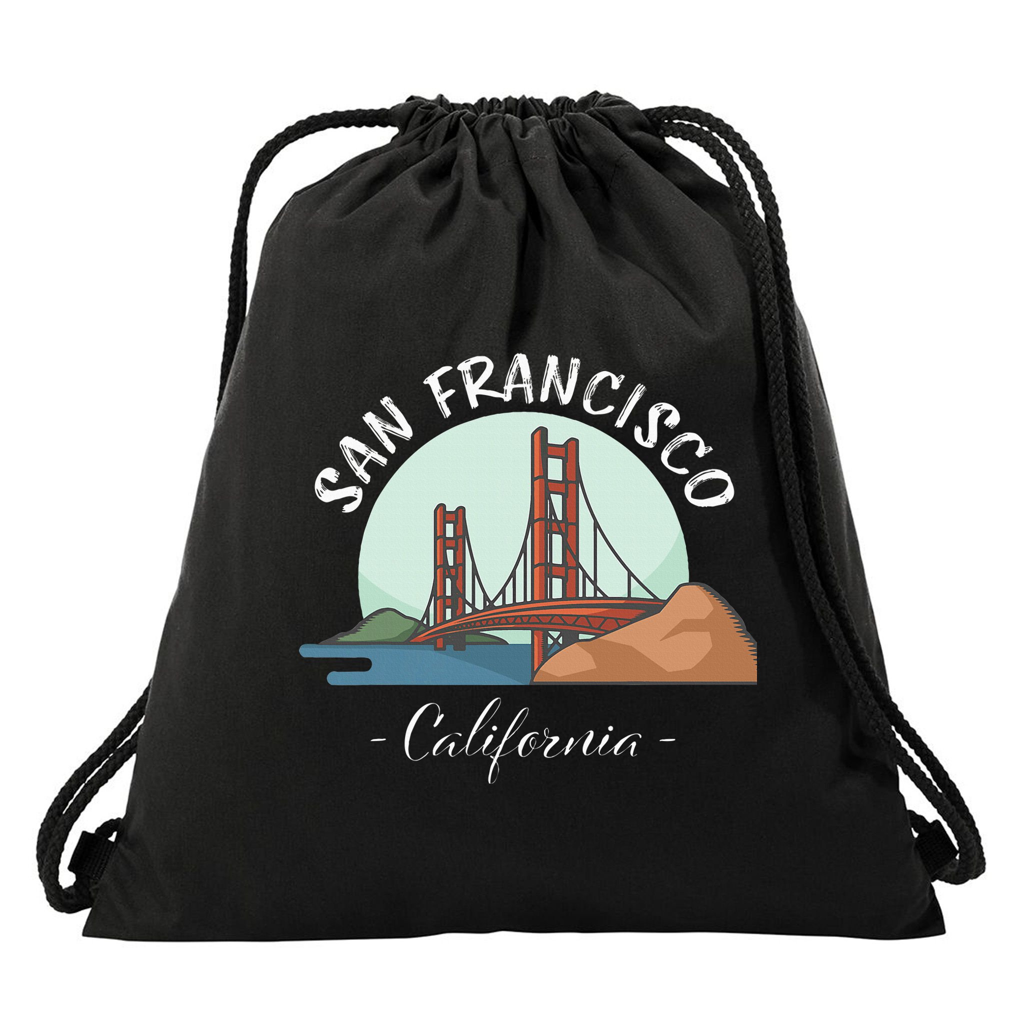 California San Francisco Gift Golden Gate Bridge Souvenir Drawstring Bag