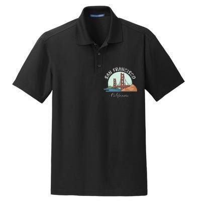 California San Francisco Gift Golden Gate Bridge Souvenir Dry Zone Grid Polo