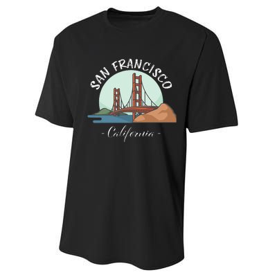 California San Francisco Gift Golden Gate Bridge Souvenir Performance Sprint T-Shirt