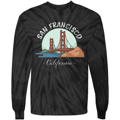 California San Francisco Gift Golden Gate Bridge Souvenir Tie-Dye Long Sleeve Shirt