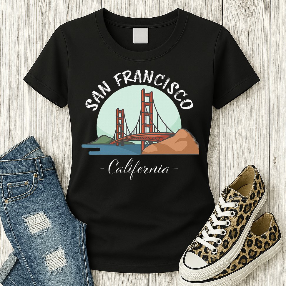 California San Francisco Gift Golden Gate Bridge Souvenir Womens T-Shirt