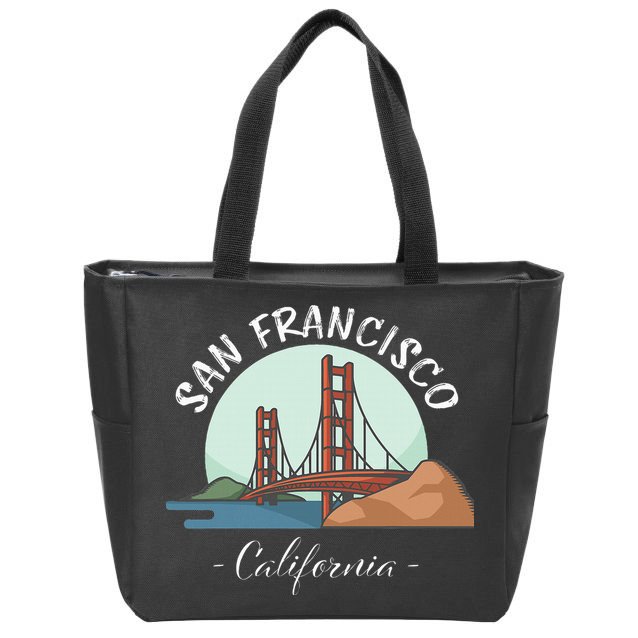 California San Francisco Gift Golden Gate Bridge Souvenir Zip Tote Bag