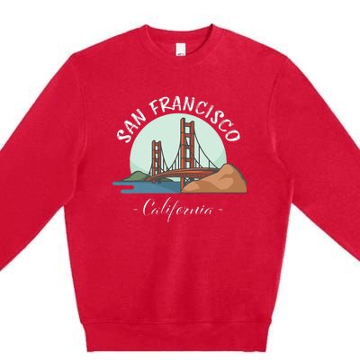 California San Francisco Gift Golden Gate Bridge Souvenir Premium Crewneck Sweatshirt