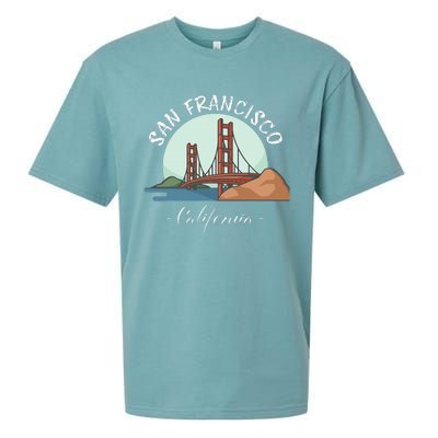 California San Francisco Gift Golden Gate Bridge Souvenir Sueded Cloud Jersey T-Shirt