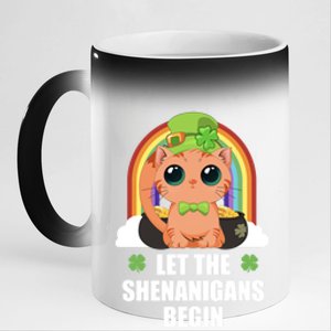 Cat Shenanigans Funny St Patricks Day Meaningful Gift 11oz Black Color Changing Mug