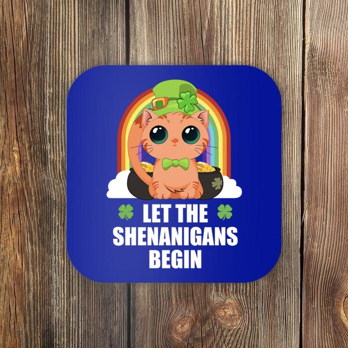 Cat Shenanigans Funny St Patricks Day Meaningful Gift Coaster