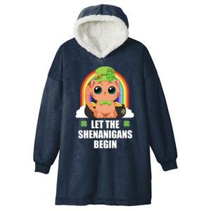 Cat Shenanigans Funny St Patricks Day Meaningful Gift Hooded Wearable Blanket