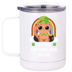 Cat Shenanigans Funny St Patricks Day Meaningful Gift 12 oz Stainless Steel Tumbler Cup