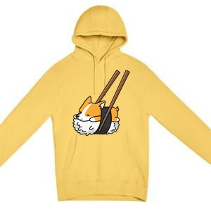 Corgi Sushi Funny Dog Gift Premium Pullover Hoodie