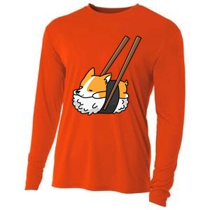 Corgi Sushi Funny Dog Gift Cooling Performance Long Sleeve Crew