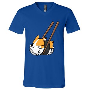 Corgi Sushi Funny Dog Gift V-Neck T-Shirt