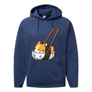 Corgi Sushi Funny Dog Gift Performance Fleece Hoodie