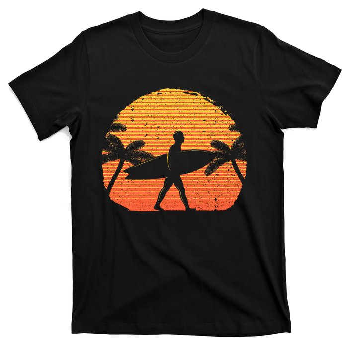 Cool Surfer For Wo Sunset Beach Surfing Retro Surf T-Shirt