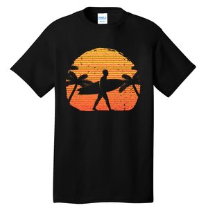 Cool Surfer For Wo Sunset Beach Surfing Retro Surf Tall T-Shirt