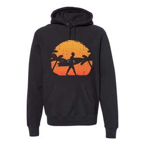 Cool Surfer For Wo Sunset Beach Surfing Retro Surf Premium Hoodie