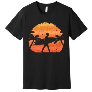 Cool Surfer For Wo Sunset Beach Surfing Retro Surf Premium T-Shirt