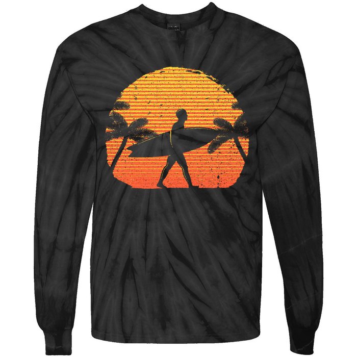 Cool Surfer For Wo Sunset Beach Surfing Retro Surf Tie-Dye Long Sleeve Shirt