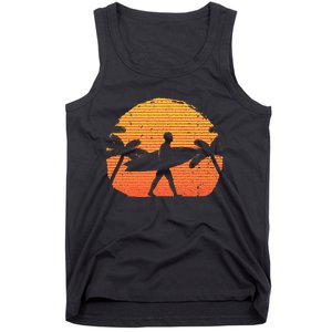 Cool Surfer For Wo Sunset Beach Surfing Retro Surf Tank Top