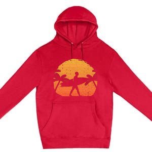 Cool Surfer For Wo Sunset Beach Surfing Retro Surf Premium Pullover Hoodie