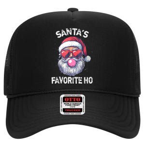 Christmas SantaS Favorite Ho Funny Santa Claus Cute Xmas High Crown Mesh Back Trucker Hat