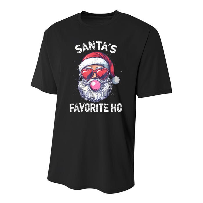 Christmas SantaS Favorite Ho Funny Santa Claus Cute Xmas Youth Performance Sprint T-Shirt