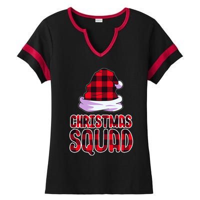 Christmas Squad Family Group Matching Christmas Party Pajama Ladies Halftime Notch Neck Tee