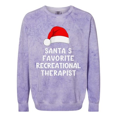 Christmas SantaS Favorite Recreational Therapist Funny Xmas Colorblast Crewneck Sweatshirt